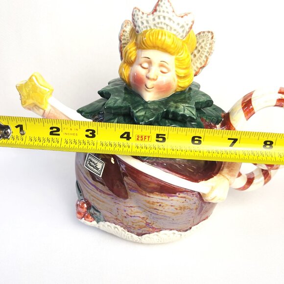 Department 56 Sugar Plum Fairy Vintage Christmas Teapot Hand-Painted Ceramic - Picture 9 of 9